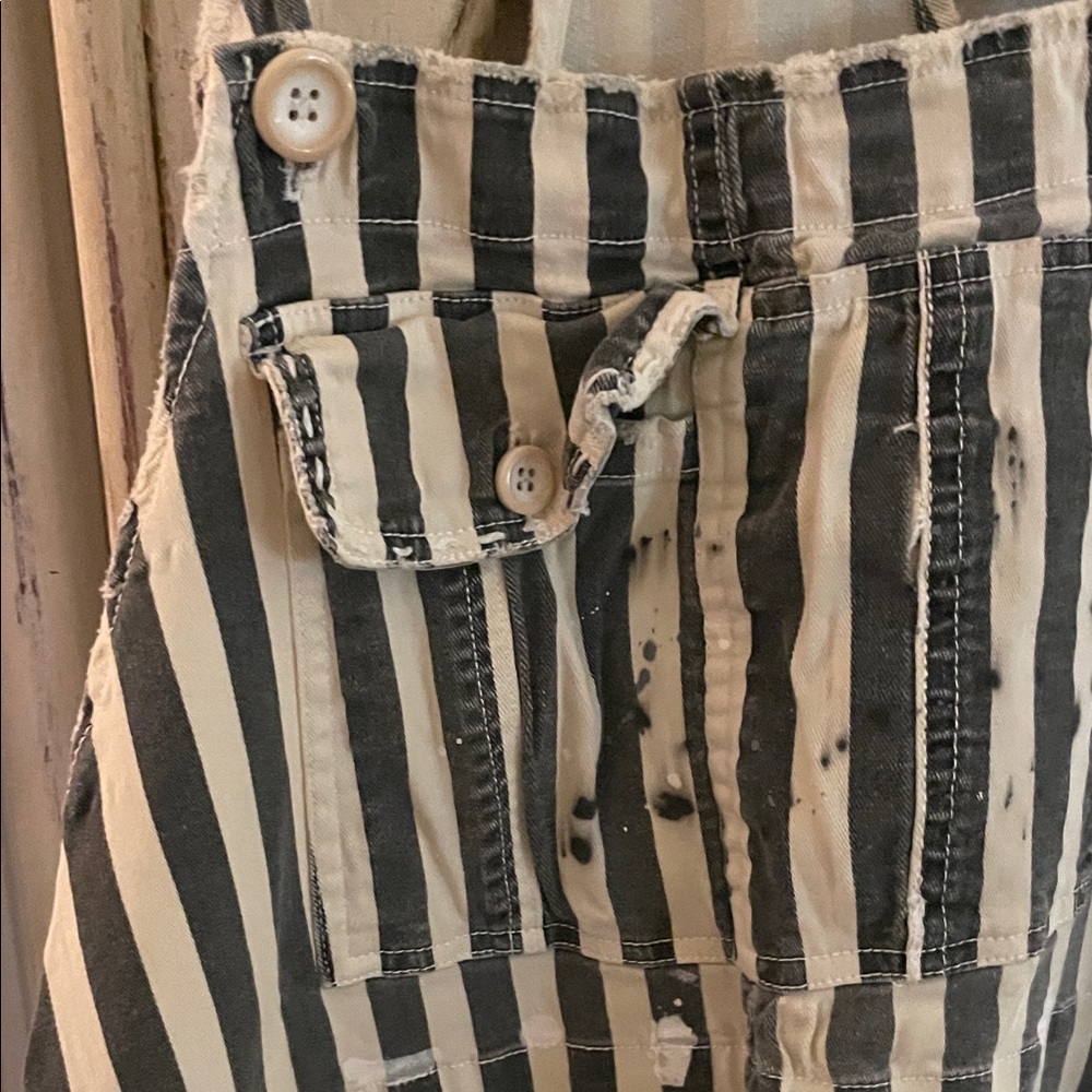Striped Black and White Women's Jumpsuit - Picture 4 of 9